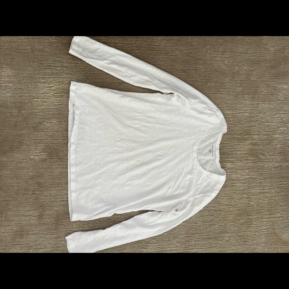 Eileen Fisher Long Sleeve Tee in White - Size Medium - New Without Tags